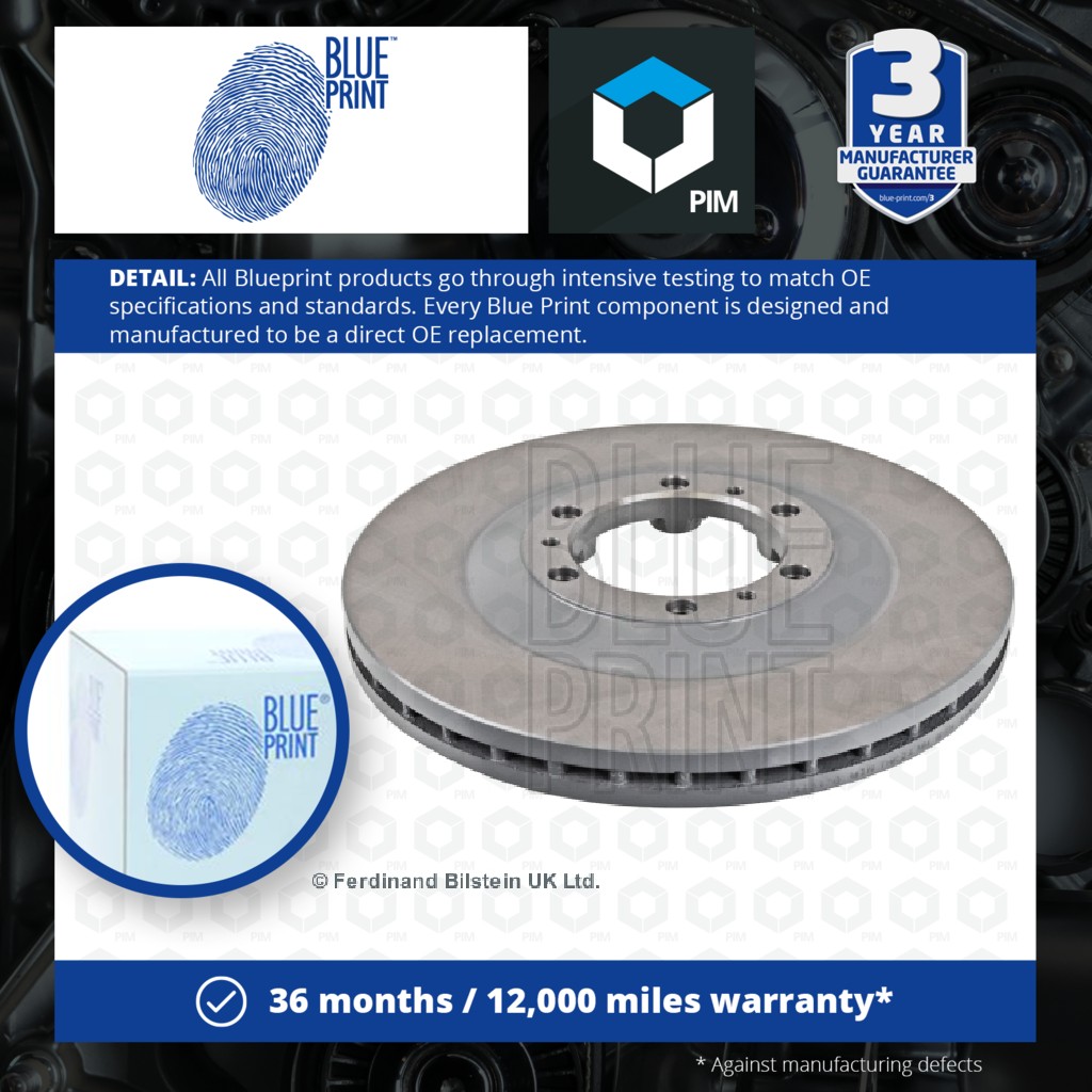 Blue Print 2x Brake Discs Pair Vented Front ADG043170 [PM107858]