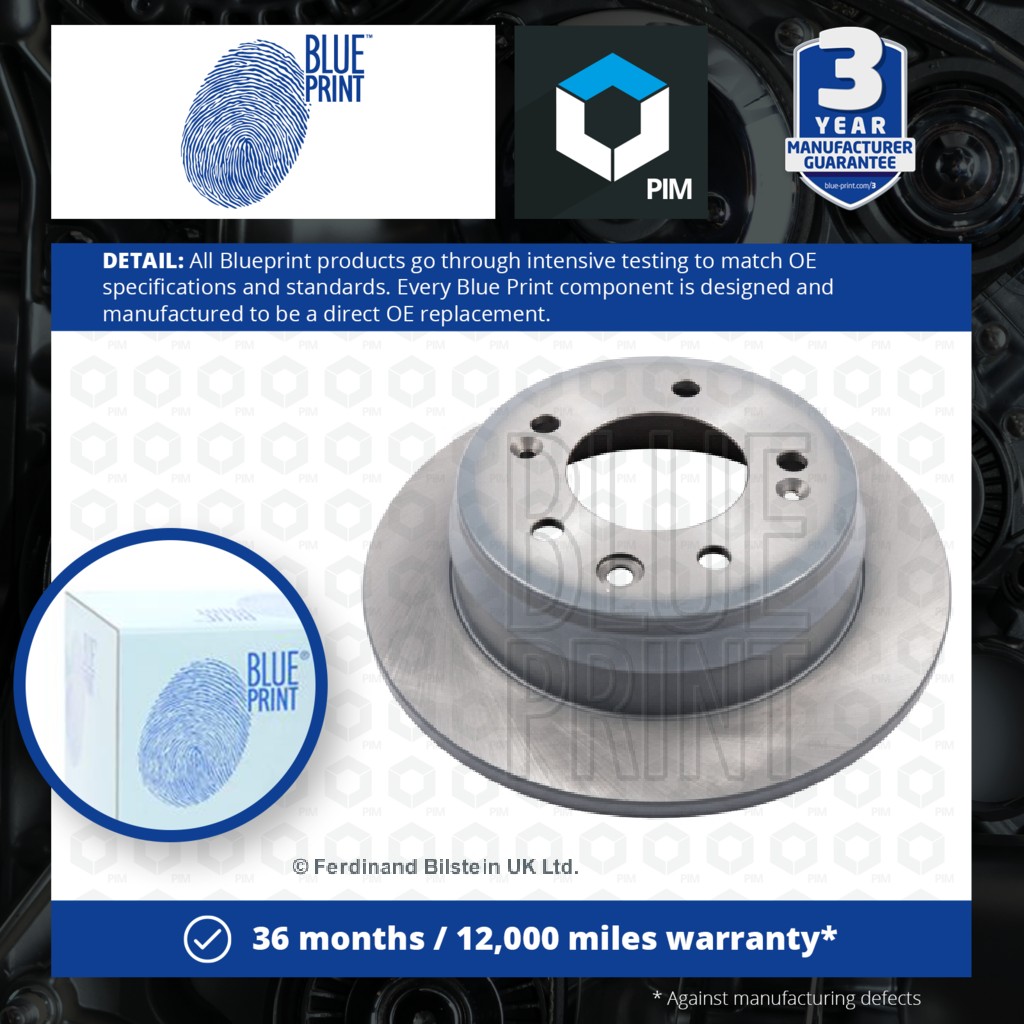 Blue Print 2x Brake Discs Pair Solid Rear ADG043132 [PM107852]