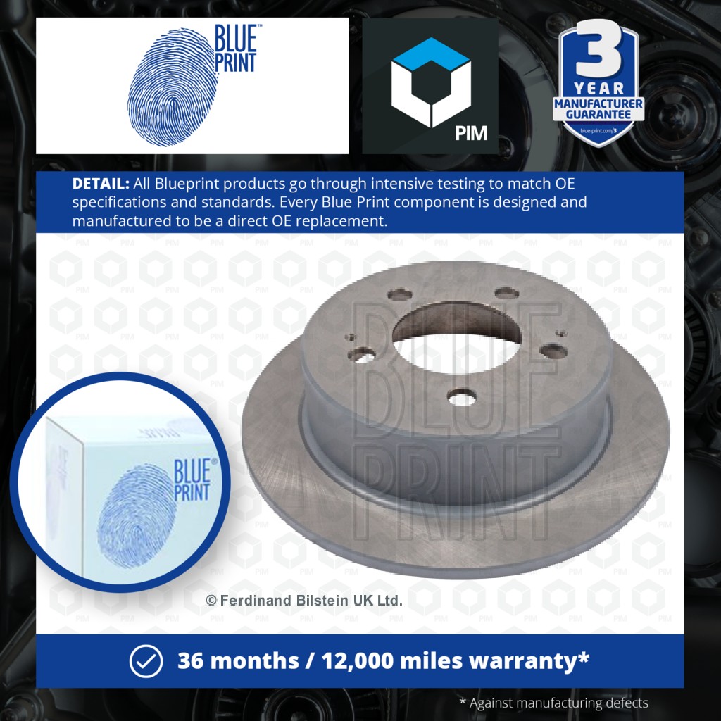 Blue Print 2x Brake Discs Pair Solid Rear ADG043118 [PM107845]
