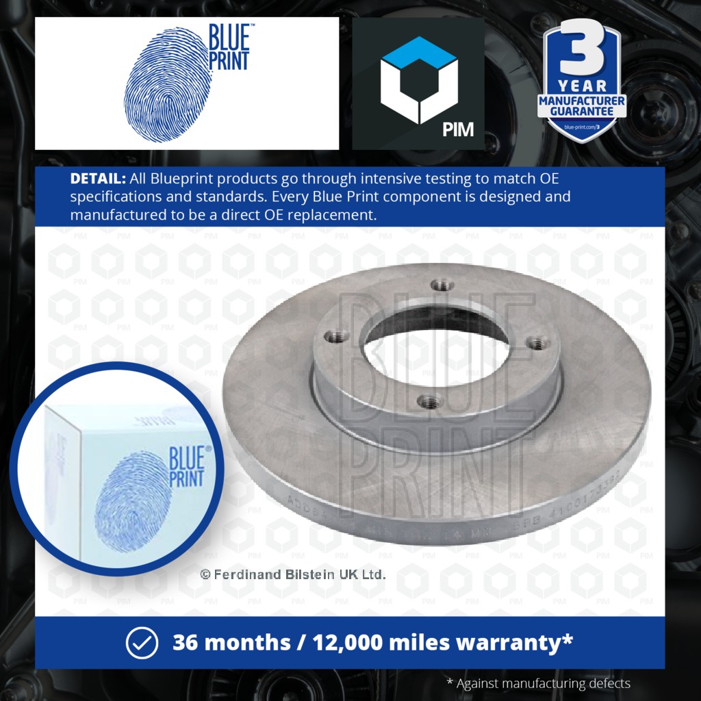 Blue Print 2x Brake Discs Pair Solid Front ADD64324 [PM107841]