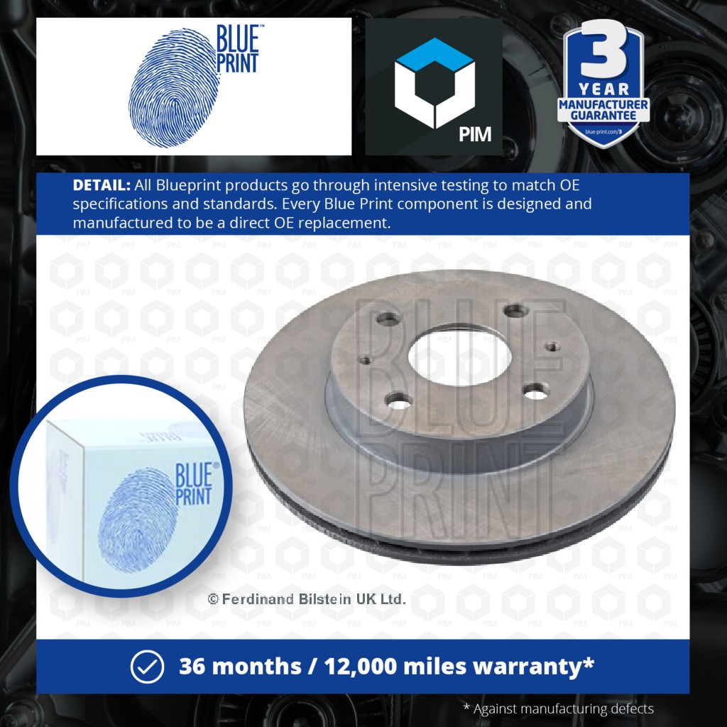Blue Print 2x Brake Discs Pair Vented Front ADD64322 [PM107840]