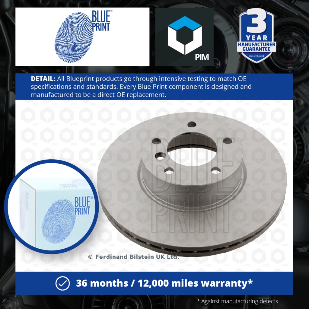 Blue Print 2x Brake Discs Pair Vented Front ADB114308 [PM107817]