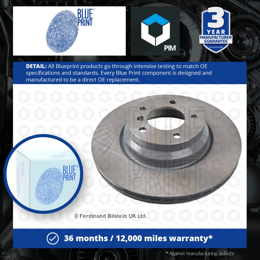 Blue Print 2x Brake Discs Pair Vented Front ADB114306 [PM107816]