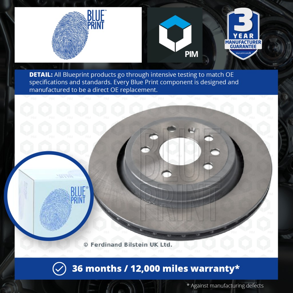 Blue Print 2x Brake Discs Pair Vented Rear ADA104356 [PM107812]