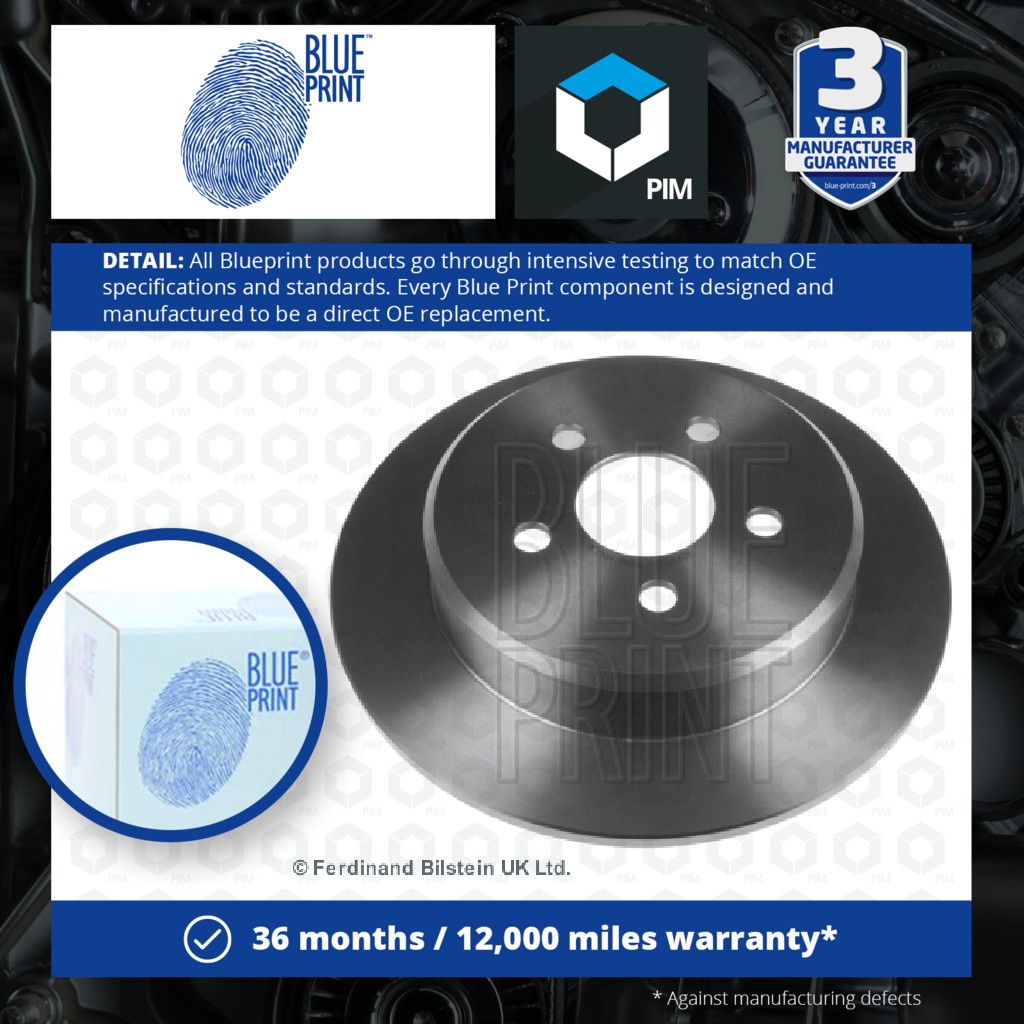 Blue Print 2x Brake Discs Pair Solid Rear ADA104329 [PM107808]