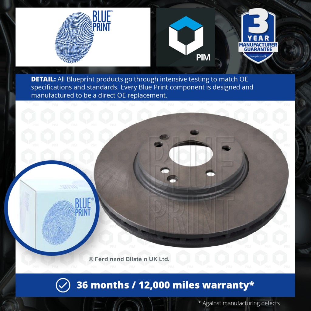 Blue Print 2x Brake Discs Pair Vented Front ADA104305 [PM107804]