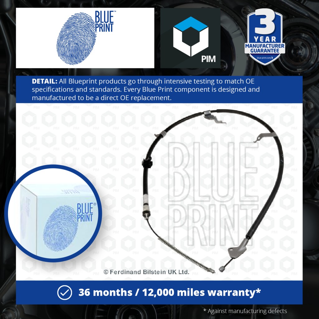 Blue Print Handbrake Cable Rear Left ADT346339 [PM107790]