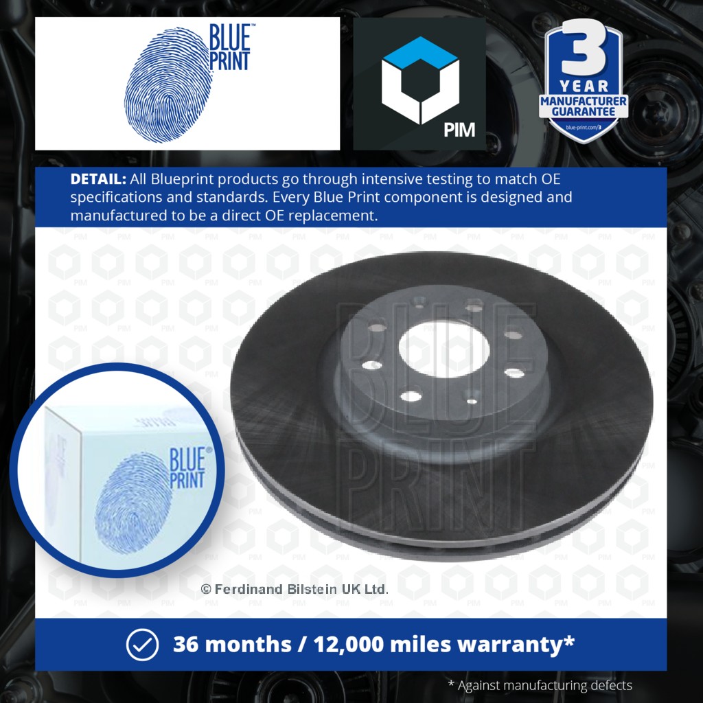 Blue Print 2x Brake Discs Pair Vented Front ADZ94333 [PM104279]