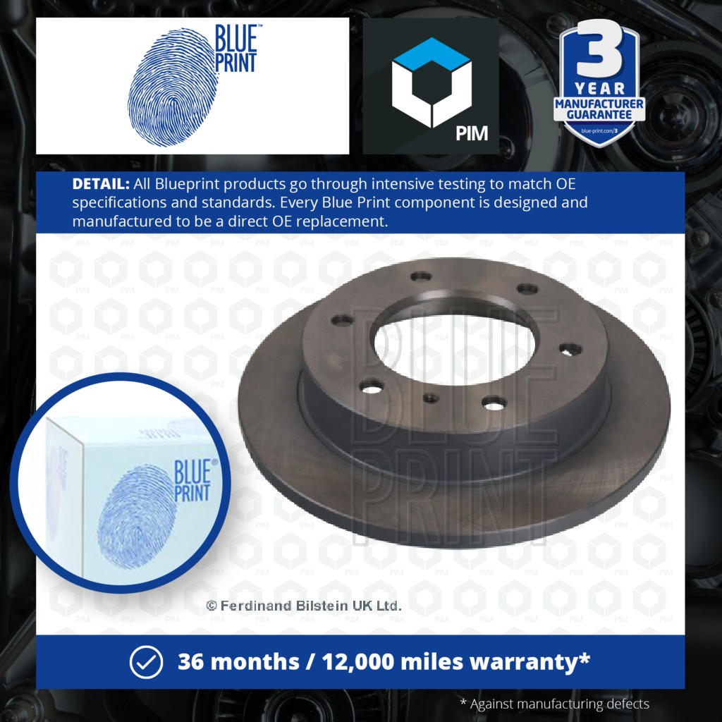 Blue Print 2x Brake Discs Pair Solid Rear ADZ94308 [PM104277]