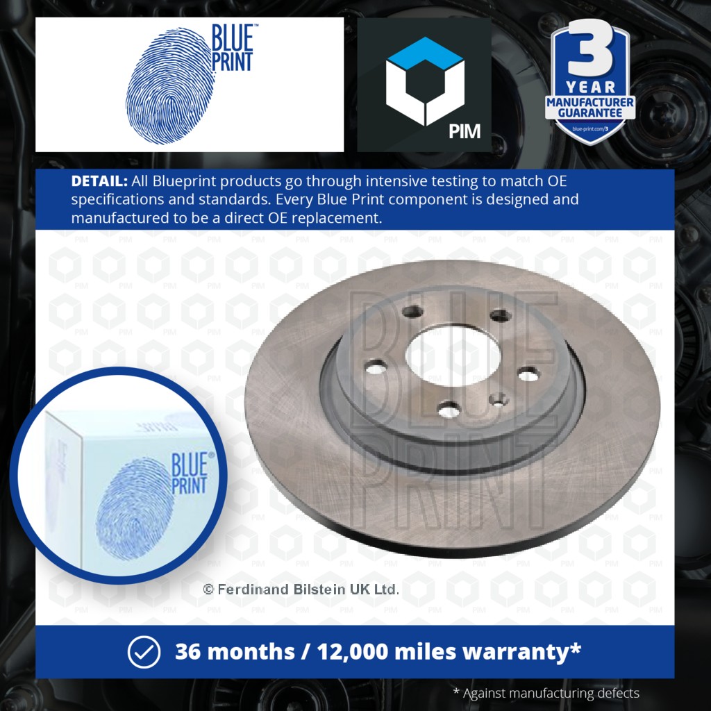 Blue Print 2x Brake Discs Pair Solid Rear ADV184303 [PM104269]
