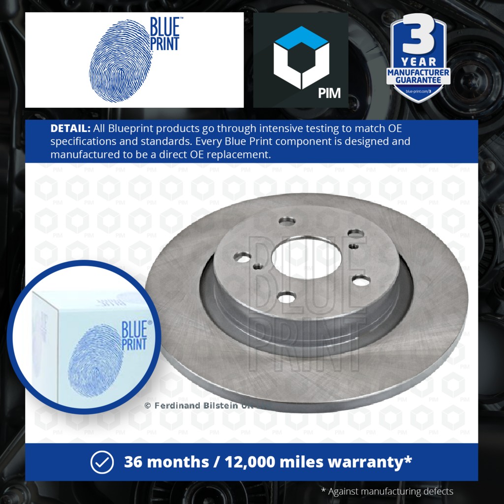Blue Print 2x Brake Discs Pair Solid Rear ADT343273 [PM104249]