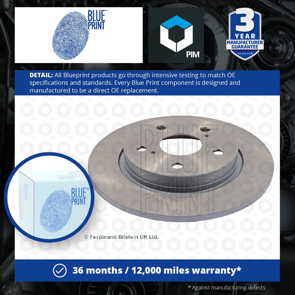 Blue Print 2x Brake Discs Pair Solid Rear ADT343266 [PM104247]