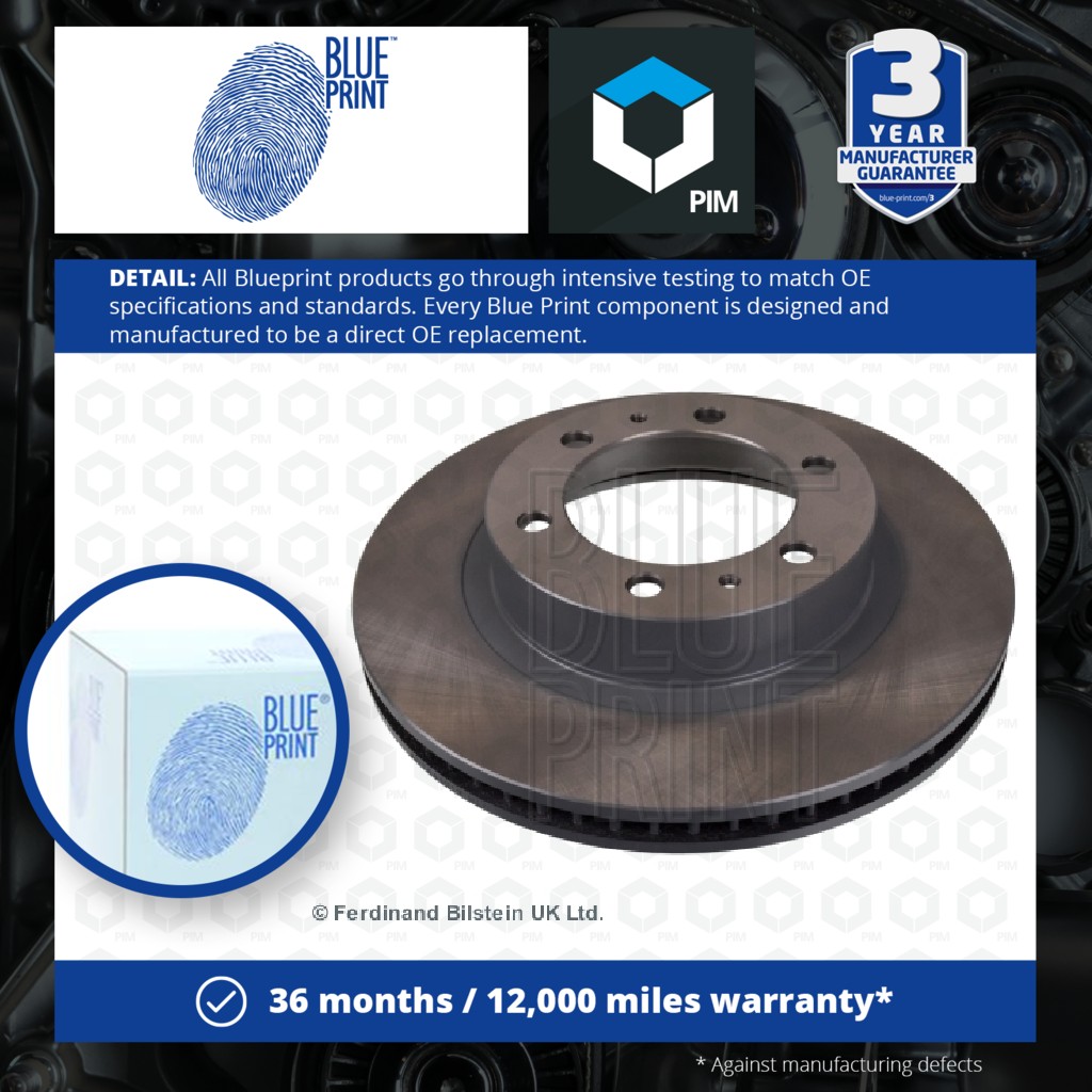 Blue Print 2x Brake Discs Pair Vented Front ADT343219 [PM104238]