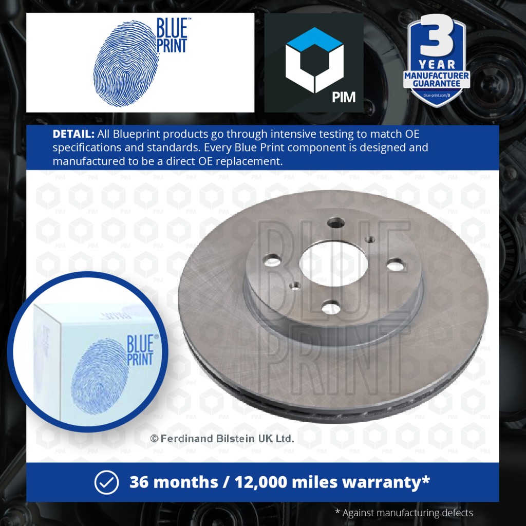Blue Print 2x Brake Discs Pair Vented Front ADT343137 [PM104224]