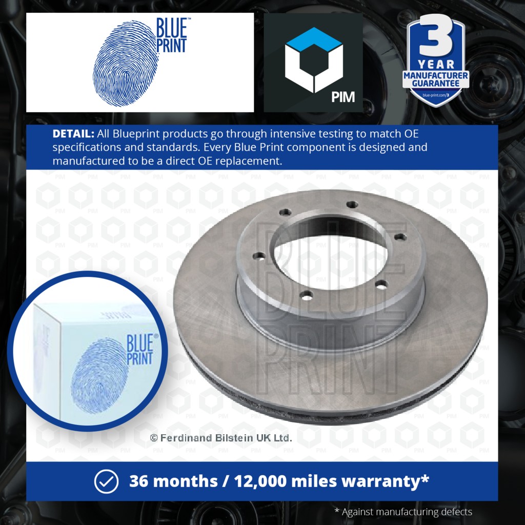 Blue Print 2x Brake Discs Pair Vented Front ADT343100 [PM104217]