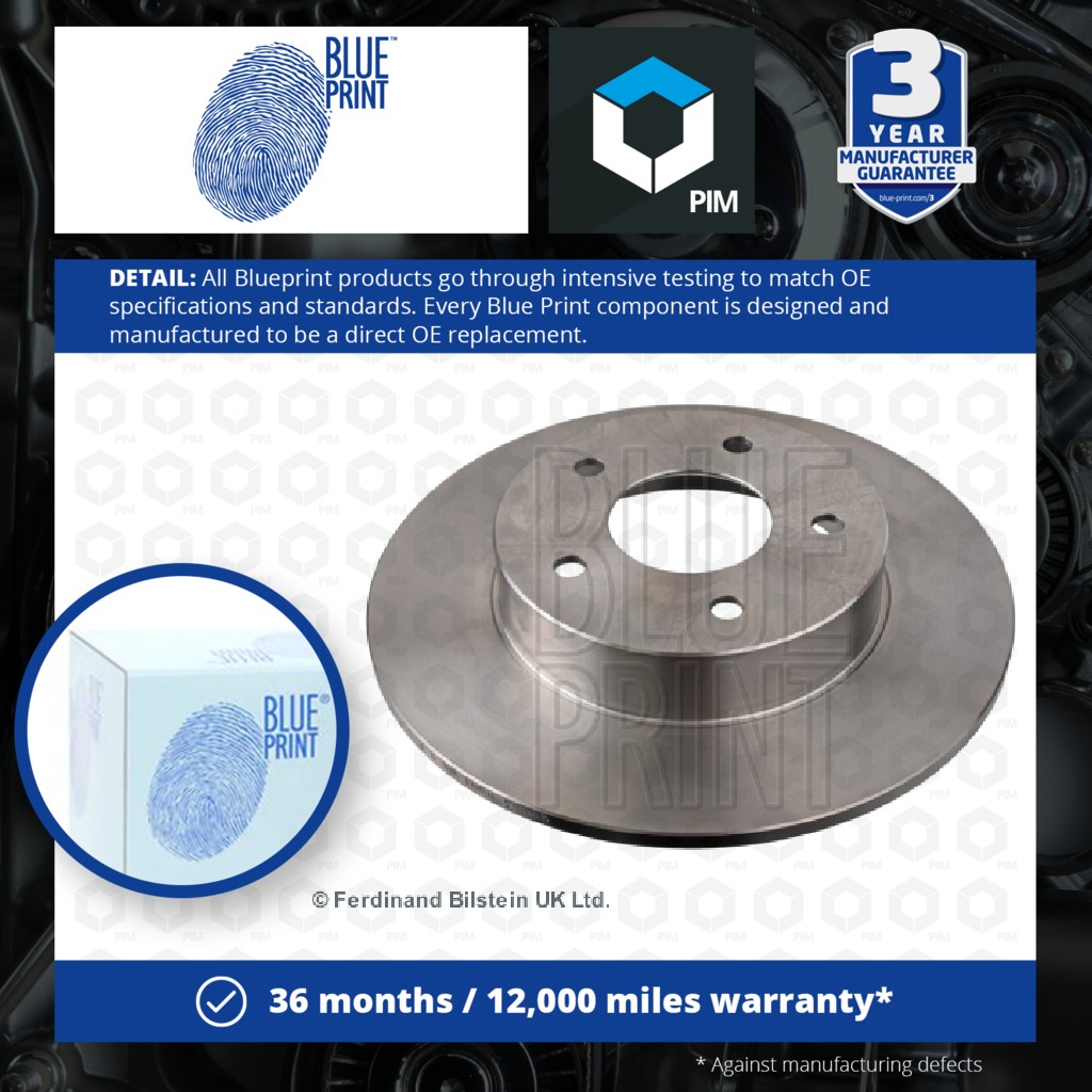 Blue Print 2x Brake Discs Pair Solid Rear ADN14396 [PM104212]