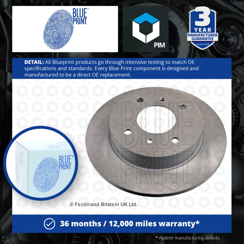 Blue Print 2x Brake Discs Pair Solid Rear ADN14361 [PM104205]