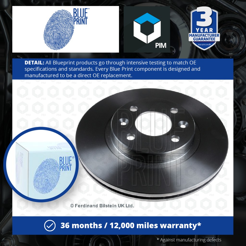 Blue Print 2x Brake Discs Pair Vented Front ADN143114 [PM104192]