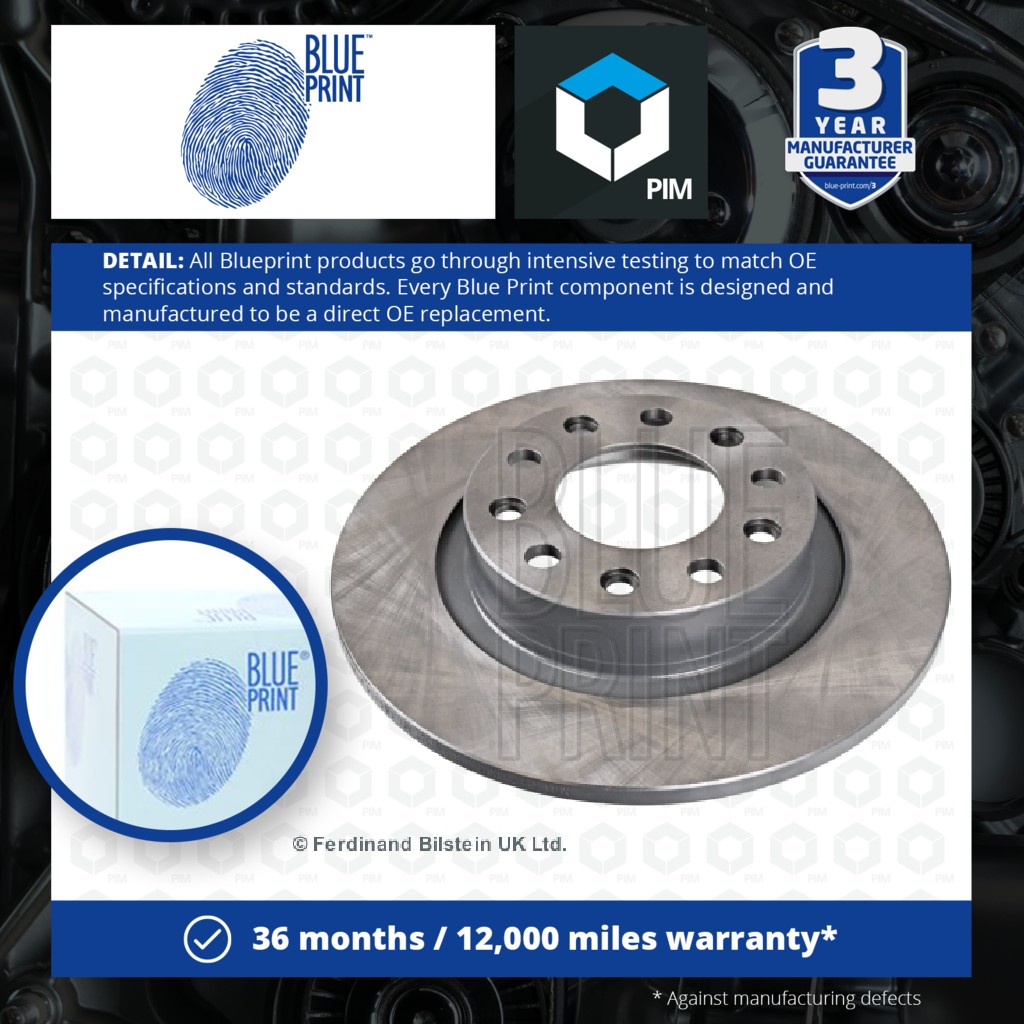 Blue Print 2x Brake Discs Pair Solid Rear ADL144314 [PM104170]