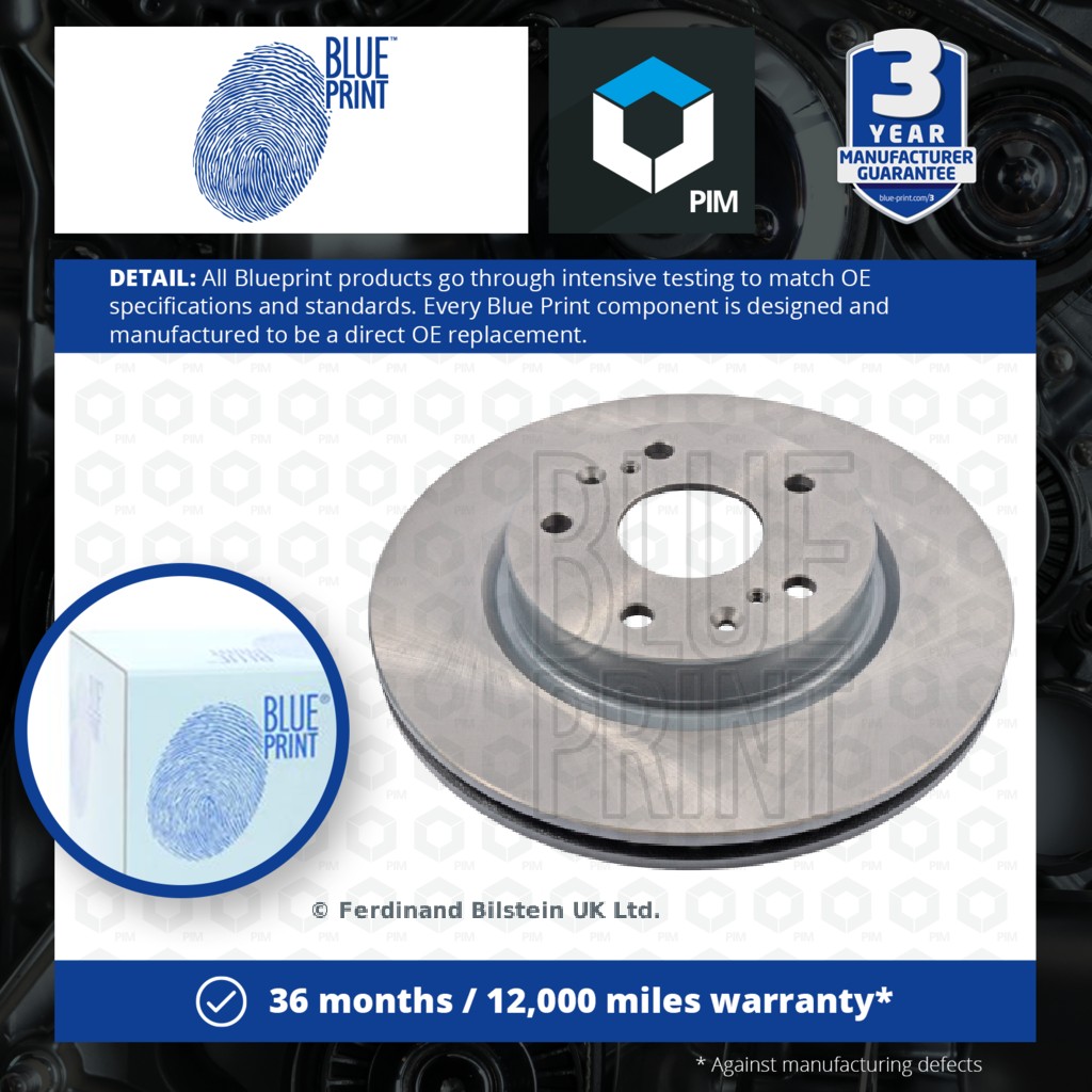 Blue Print 2x Brake Discs Pair Vented Front ADK84346 [PM104168]