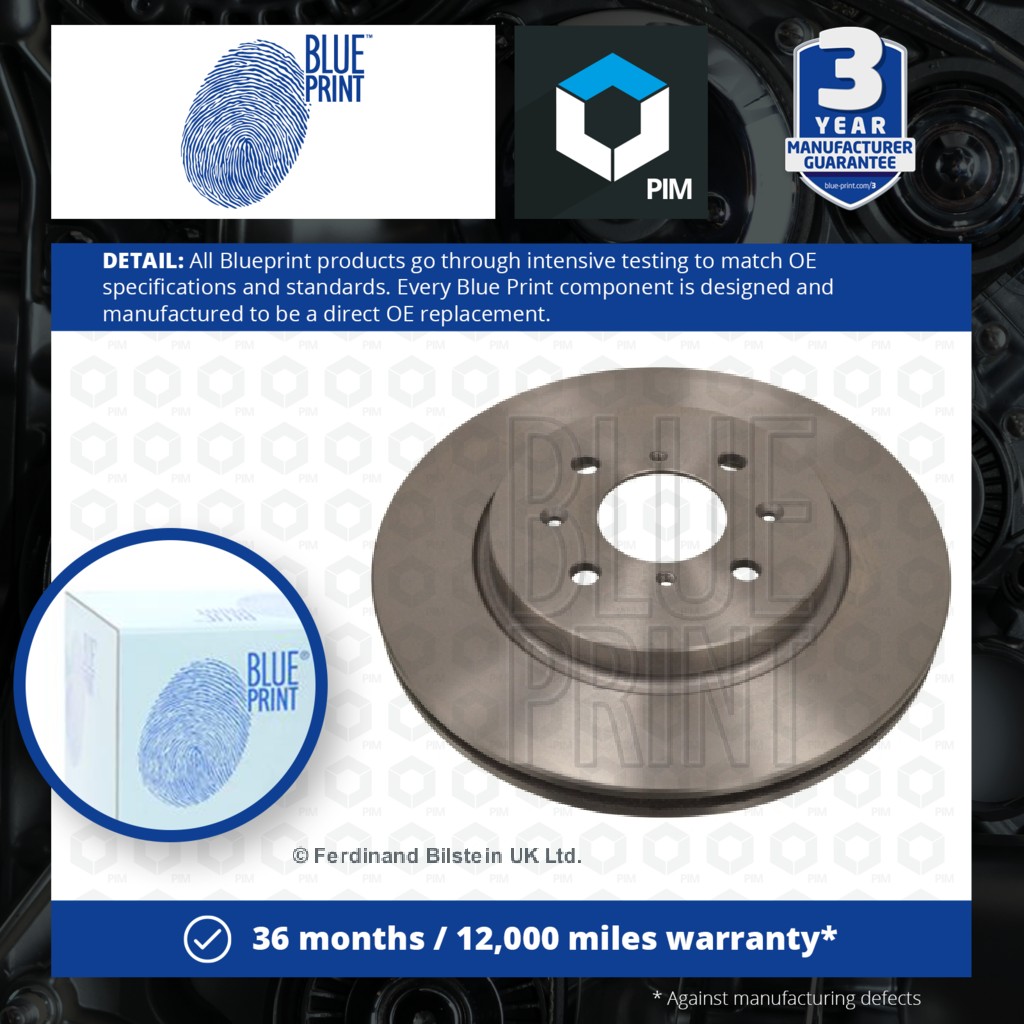 Blue Print 2x Brake Discs Pair Vented Front ADK84340 [PM104167]