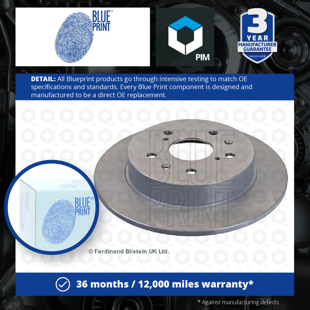 Blue Print 2x Brake Discs Pair Solid Rear ADK84331 [PM104166]
