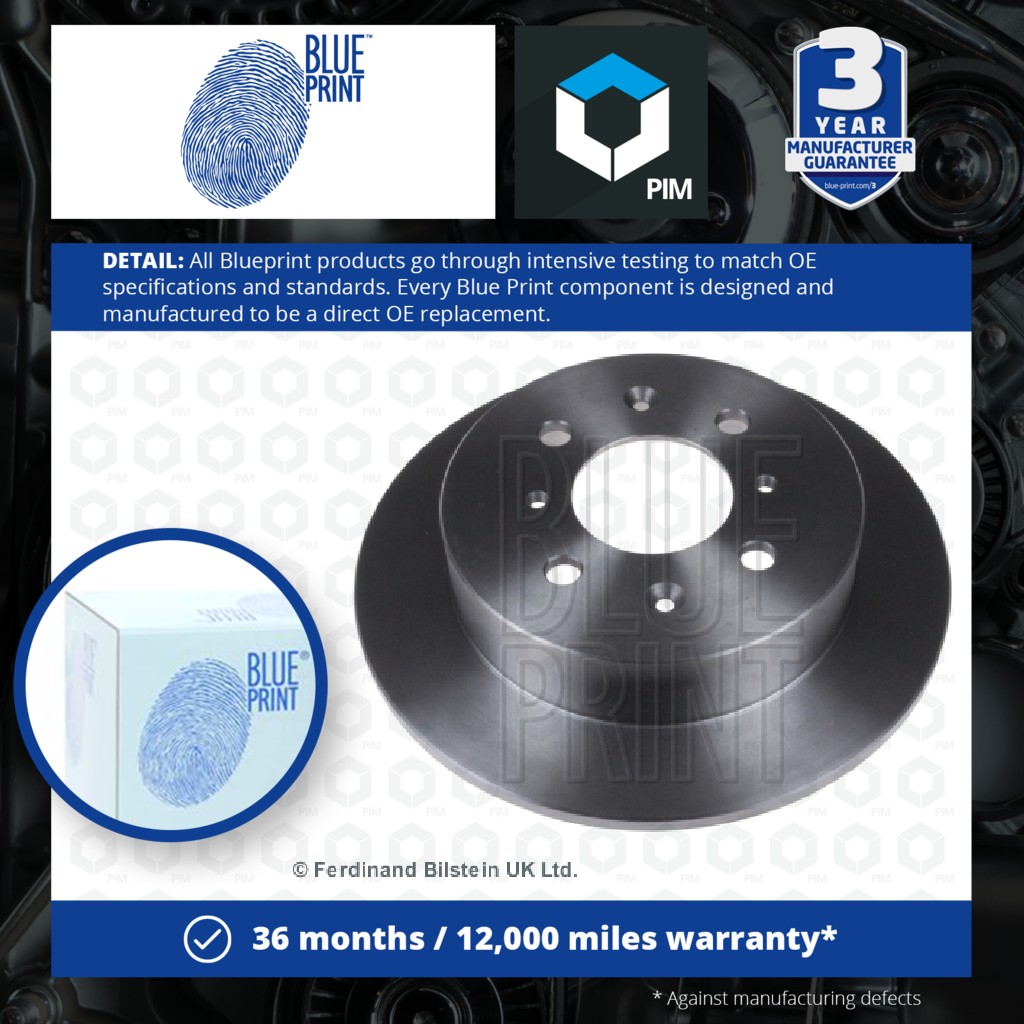 Blue Print 2x Brake Discs Pair Solid Rear ADH24327 [PM104141]