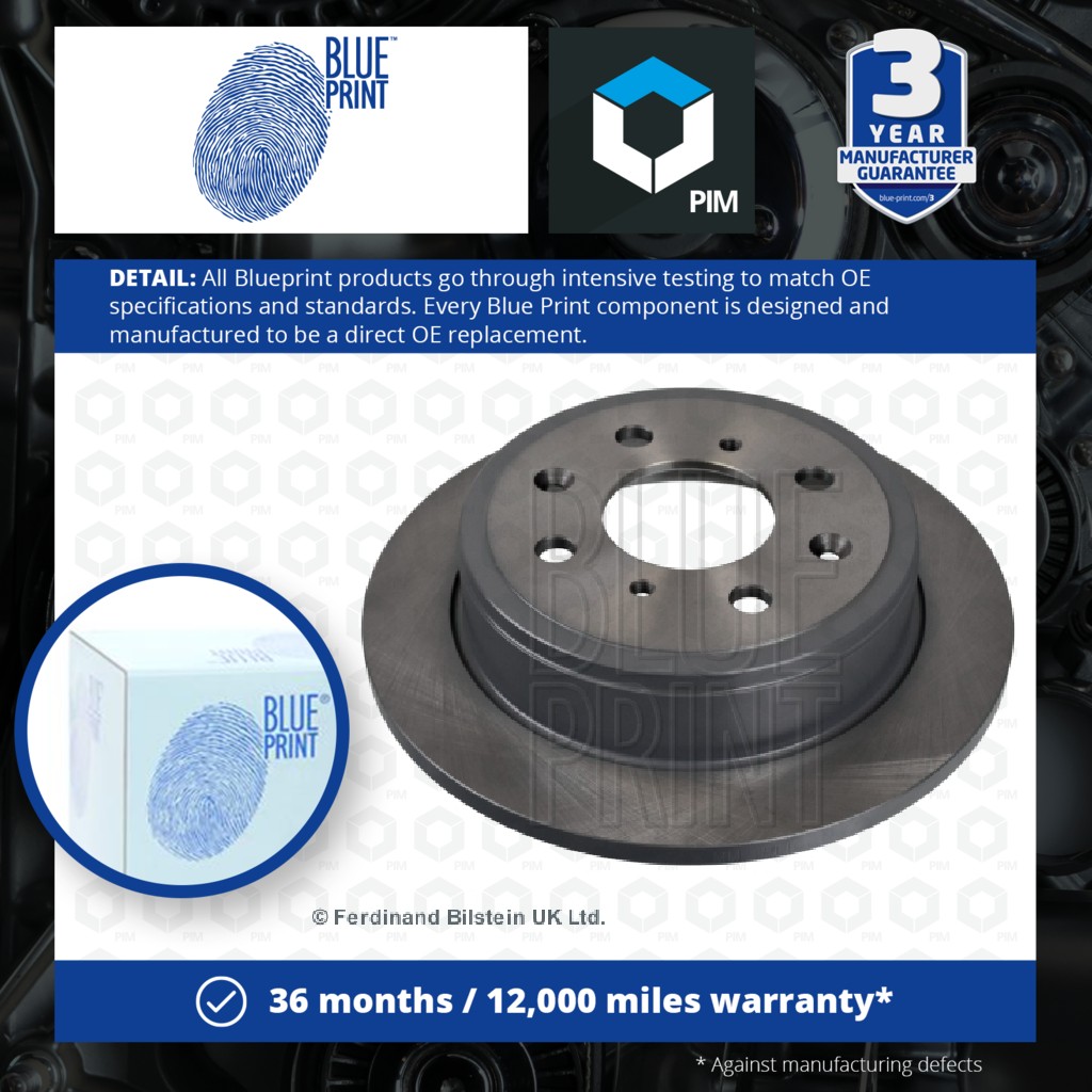 Blue Print 2x Brake Discs Pair Solid Rear ADH24321 [PM104139]