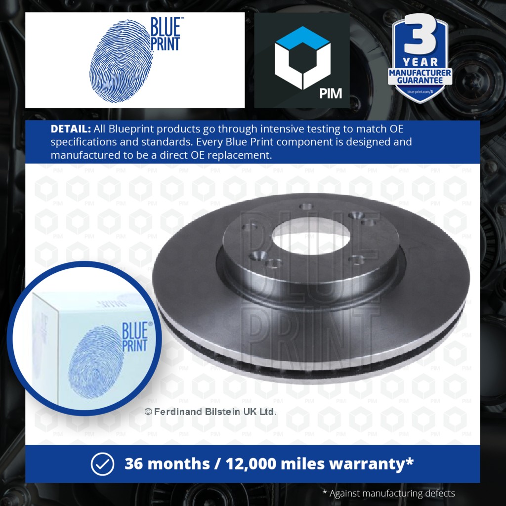 Blue Print 2x Brake Discs Pair Vented Front ADG043193 [PM104121]