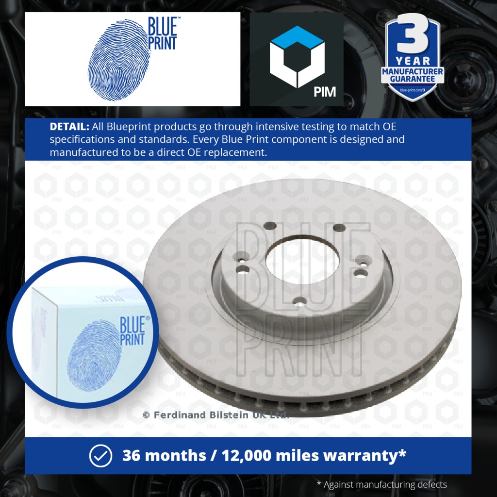 Blue Print 2x Brake Discs Pair Vented Front ADG043136 [PM104112]