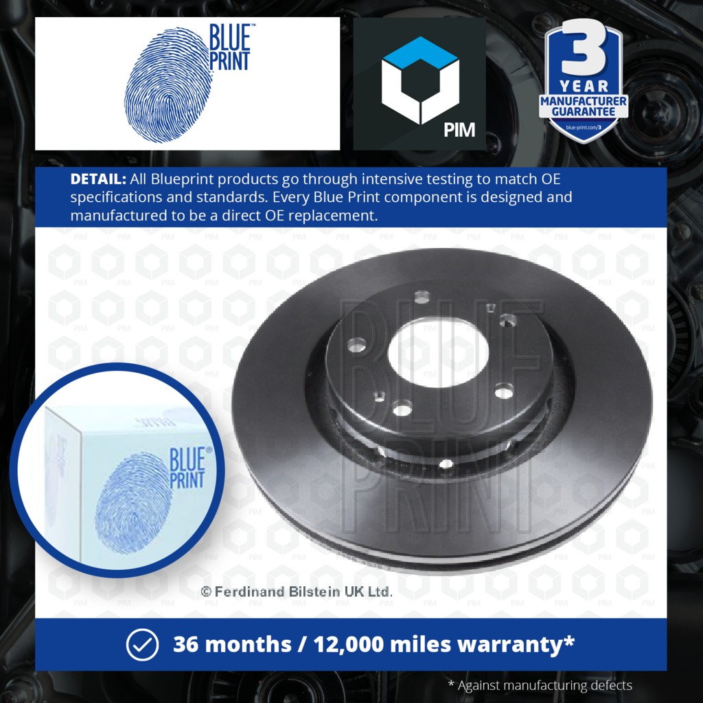 Blue Print 2x Brake Discs Pair Vented Front ADC44392 [PM104097]