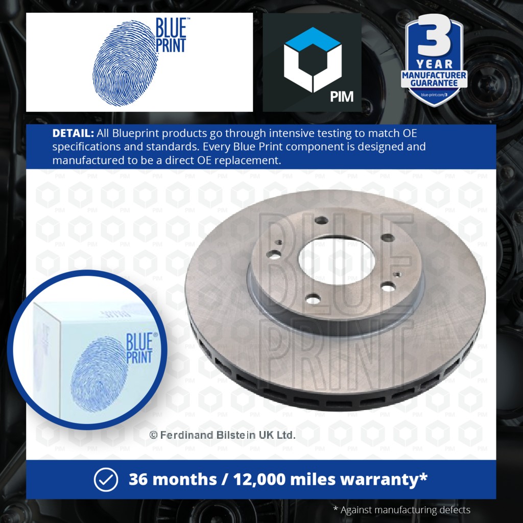 Blue Print 2x Brake Discs Pair Vented Front ADC44374 [PM104094]