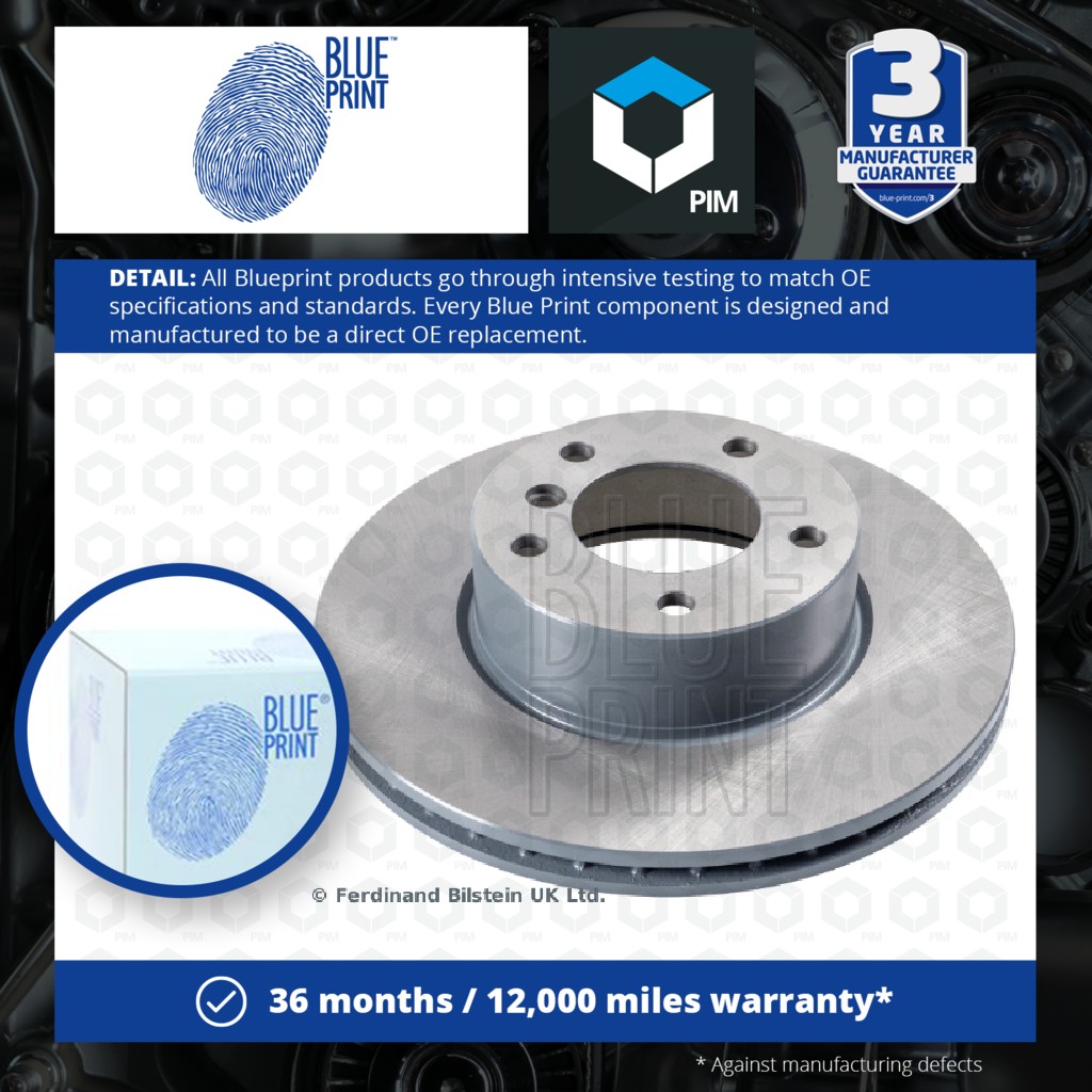 Blue Print 2x Brake Discs Pair Vented Front ADB114305 [PM104082]