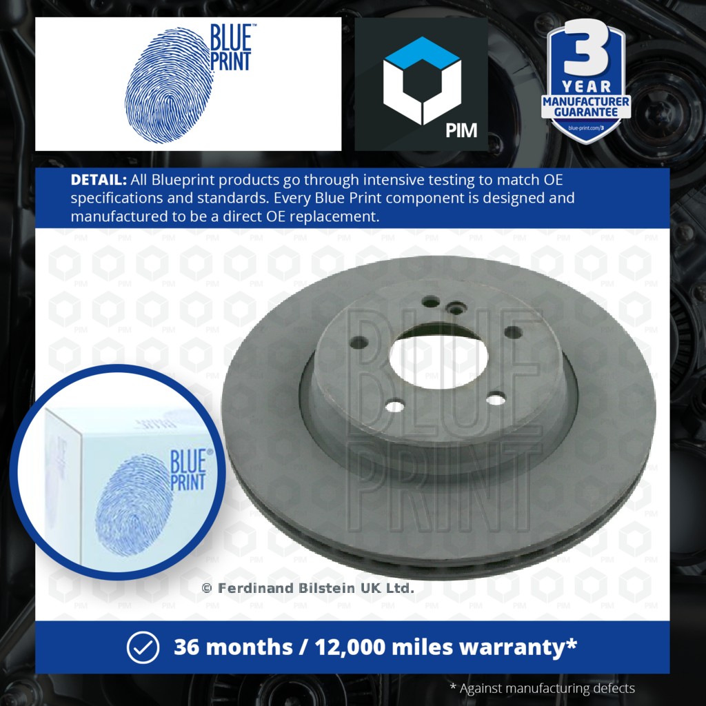 Blue Print 2x Brake Discs Pair Vented Rear ADA104330 [PM104072]
