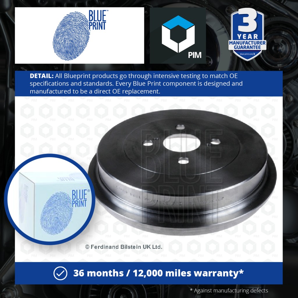 Blue Print 2x Brake Drums (Pair) Rear ADT34730 [PM100593]