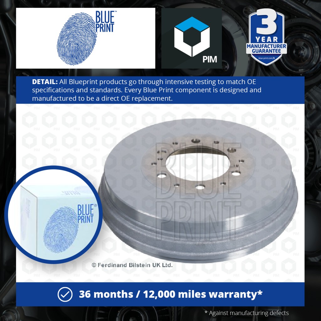 Blue Print 2x Brake Drums (Pair) Rear ADT34719 [PM100590]