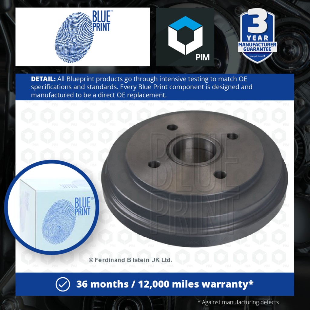 Blue Print 2x Brake Drums (Pair) Rear ADK84707 [PM100583]