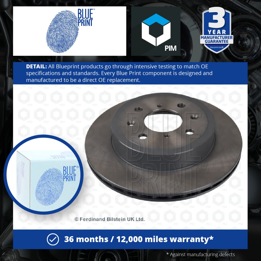 Blue Print 2x Brake Discs Pair Vented Front ADZ94327 [PM100571]