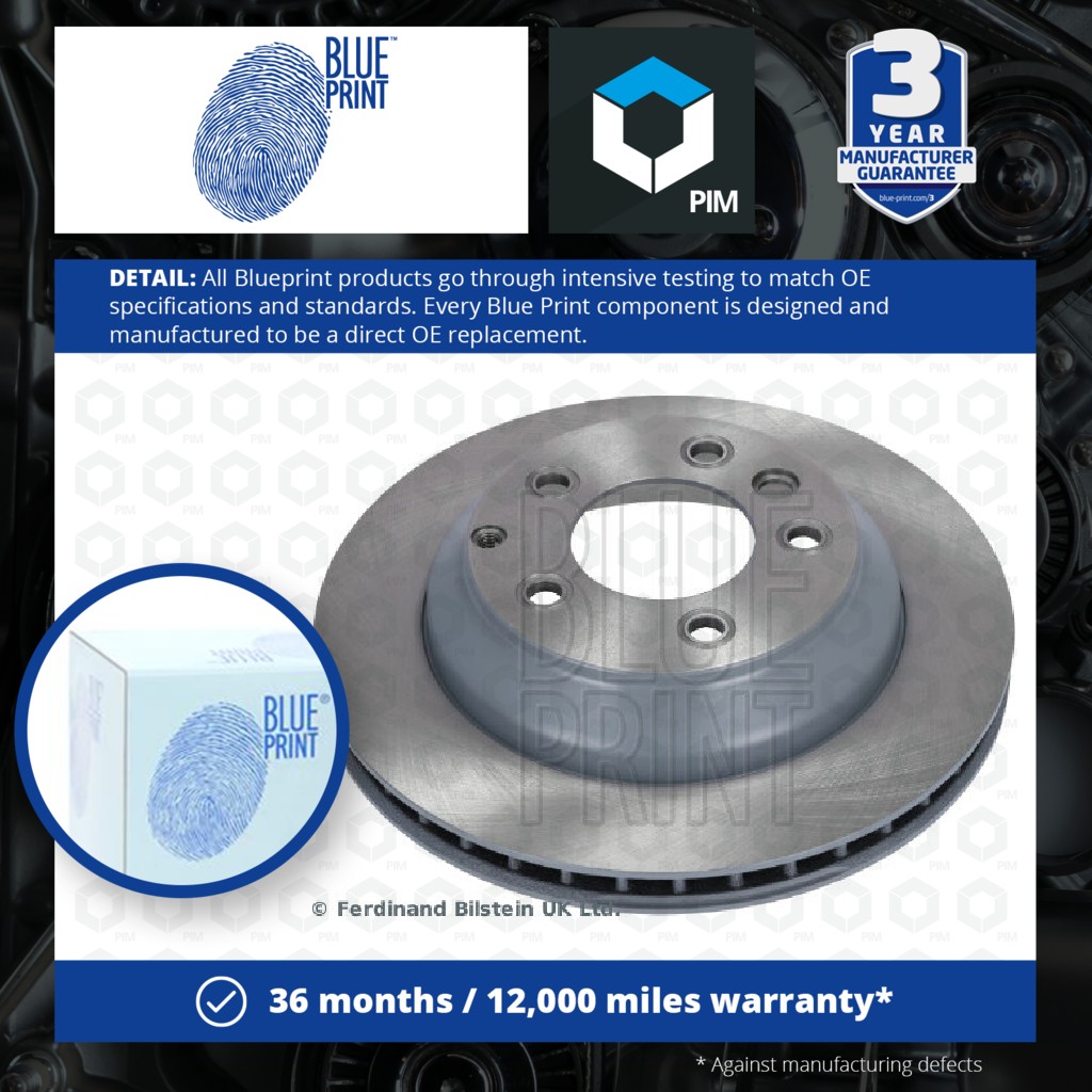 Blue Print 2x Brake Discs Pair Vented Rear ADV184332 [PM100568]