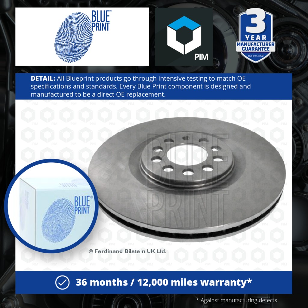 Blue Print 2x Brake Discs Pair Vented Front ADV184324 [PM100565]