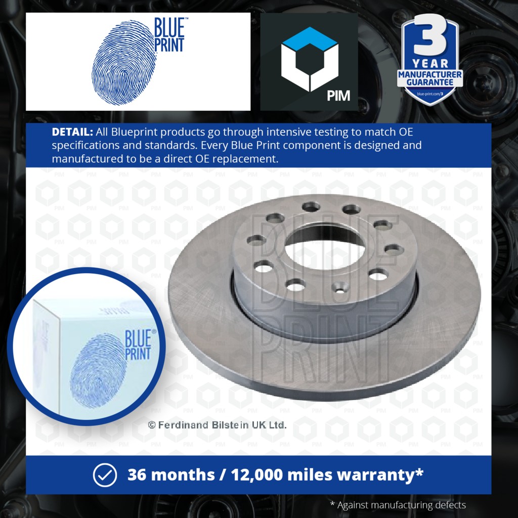Blue Print 2x Brake Discs Pair Solid Rear ADV184305 [PM100560]