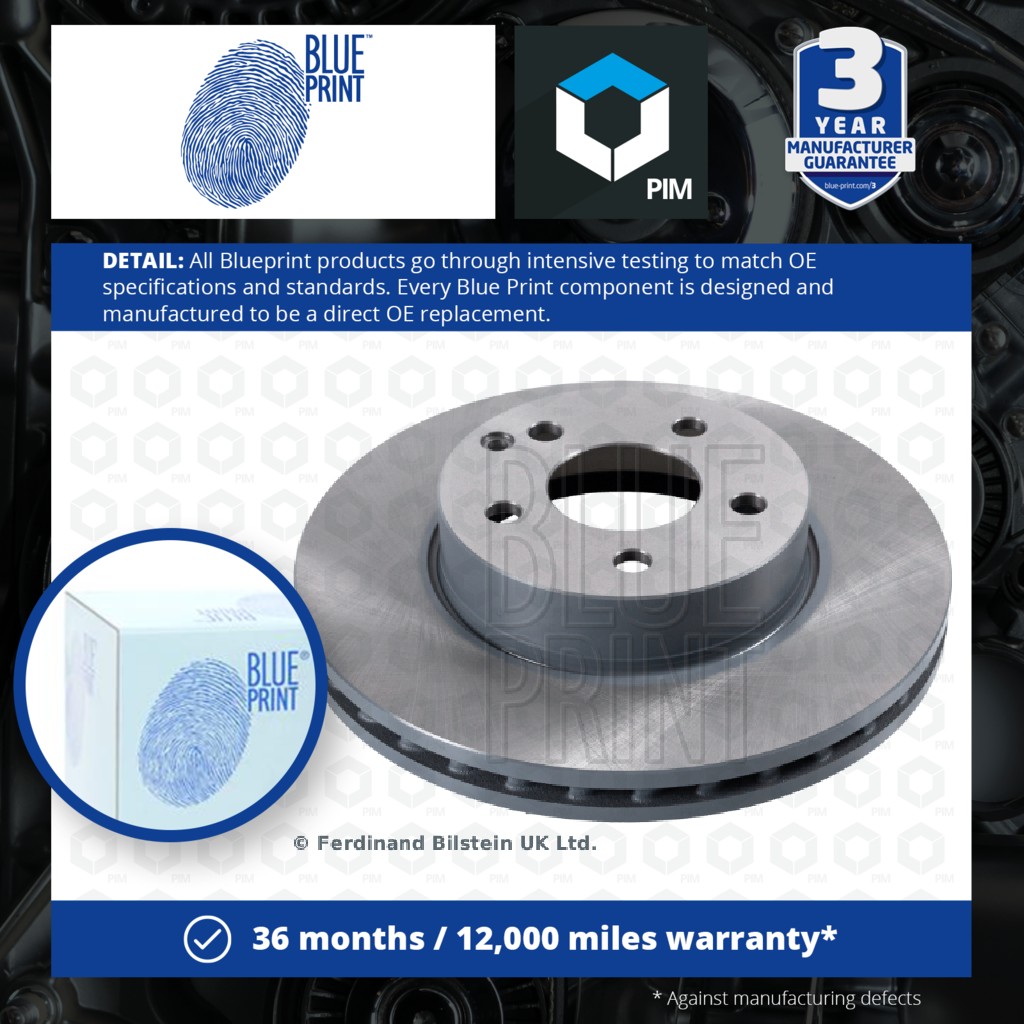 Blue Print 2x Brake Discs Pair Vented Front ADU174306 [PM100559]
