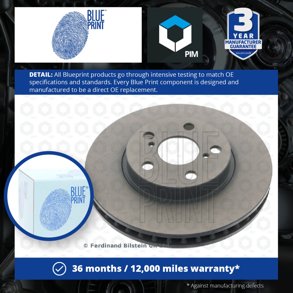 Blue Print 2x Brake Discs Pair Vented Front ADT34380 [PM100555]