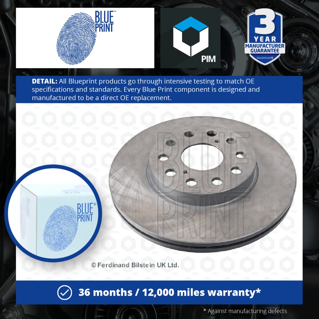 Blue Print 2x Brake Discs Pair Vented Rear ADT34367 [PM100552]