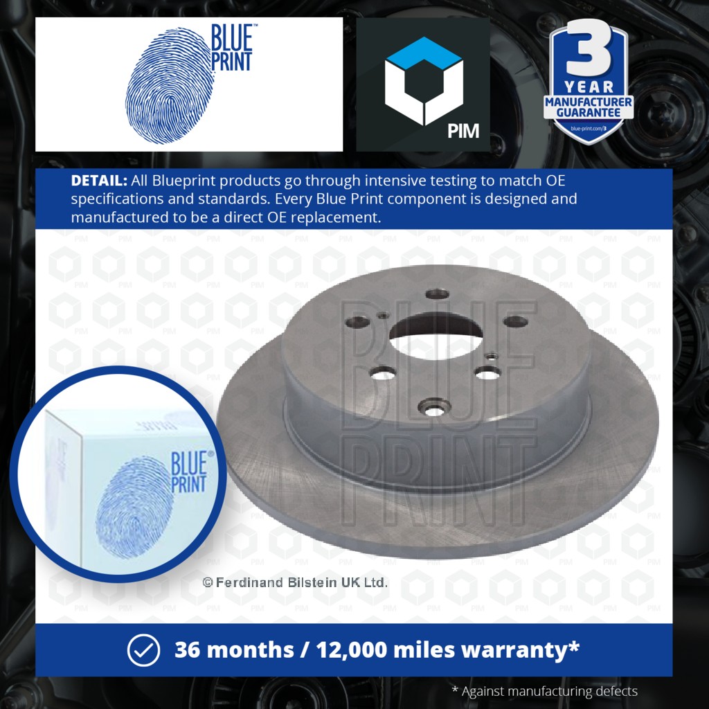 Blue Print 2x Brake Discs Pair Solid Rear ADT343145 [PM100524]