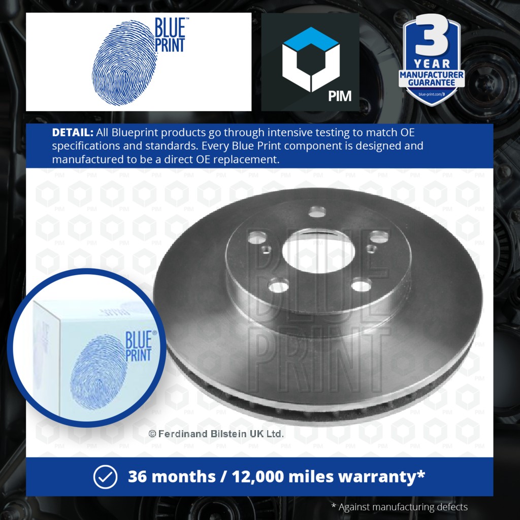 Blue Print 2x Brake Discs Pair Vented Front ADT343135 [PM100522]
