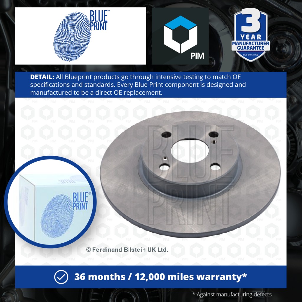 Blue Print 2x Brake Discs Pair Solid Rear ADT343123 [PM100521]