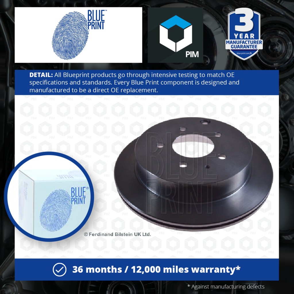Blue Print 2x Brake Discs Pair Vented Rear ADM54388 [PM100484]