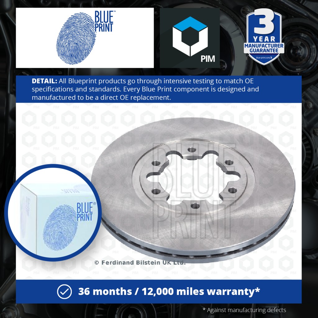Blue Print 2x Brake Discs Pair Vented Front ADM54366 [PM100481]