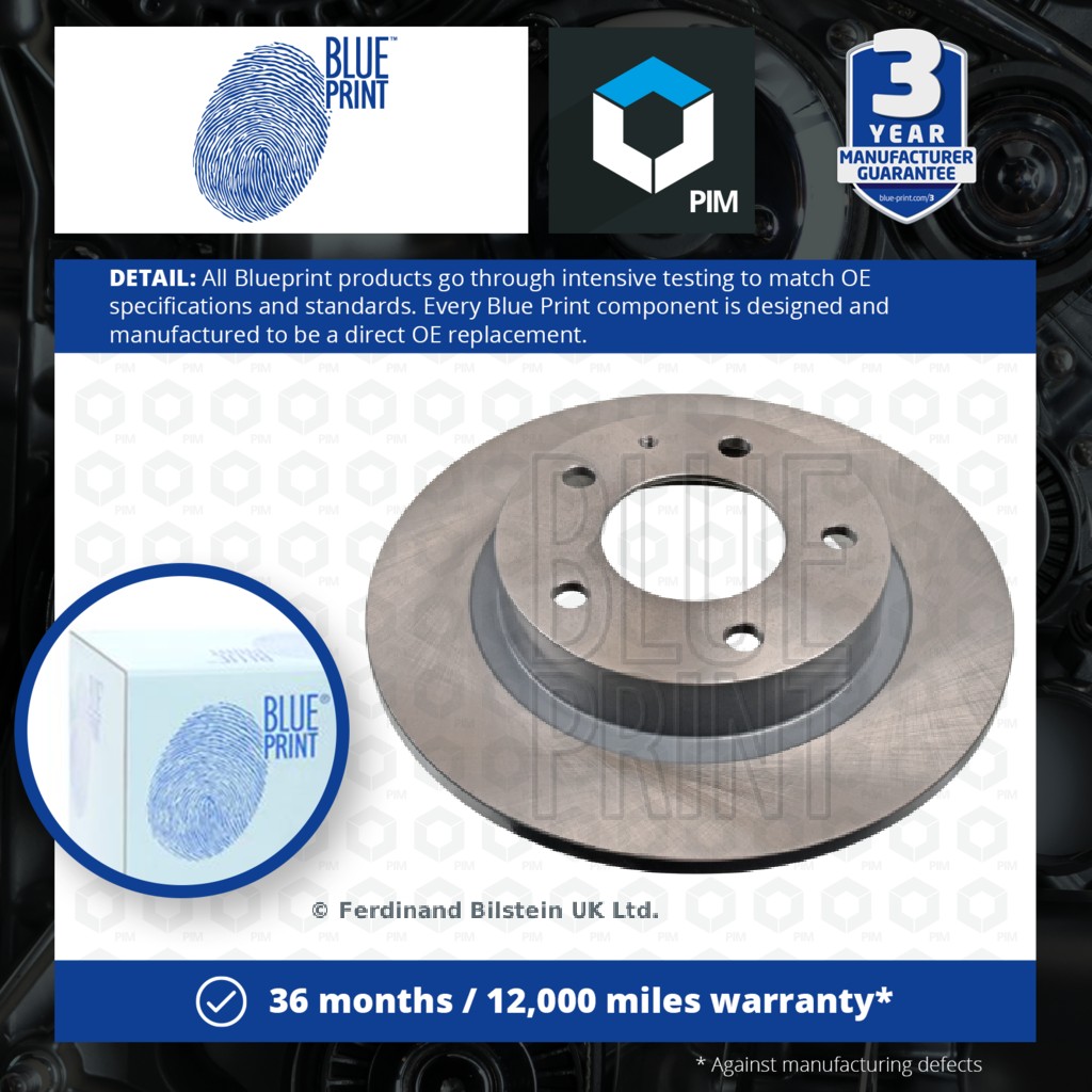 Blue Print 2x Brake Discs Pair Solid Rear ADM54342 [PM100477]